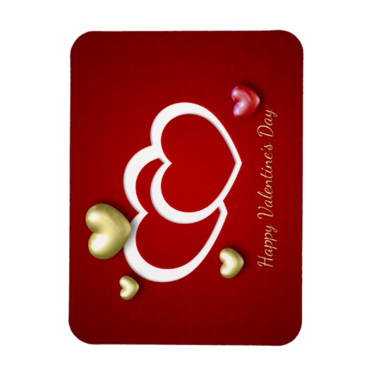 Magnet Flexible Coeurs Valentin Rouge Or Moderne (Vertical)