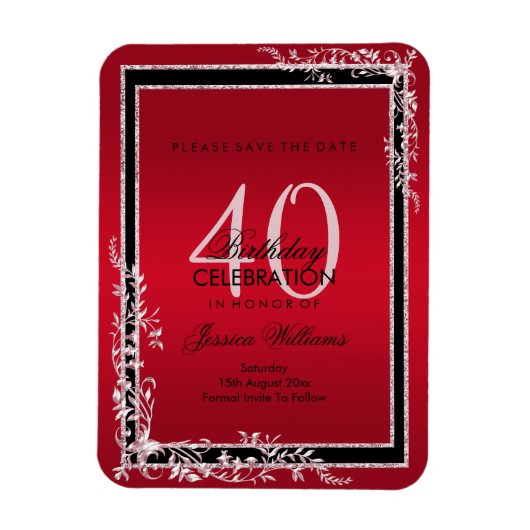 Magnet Flexible Coins décoratifs Ruby & Black Anniversaire (Vertical)