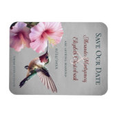 Magnet Flexible Colibri et Hibiscus | Gris Enregistrer la date (Horizontal)