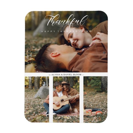 Magnet Flexible Collage 2 Photos de Couple Happy Thanksgiving (Vertical)