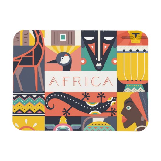 Magnet Flexible Collage d'art symbolique africain (Horizontal)