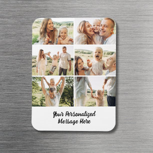Magnet Flexible Collage de 6 photos personnalisé avec texte pour l