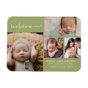 Magnet Flexible Collage de photos de bébé Bienvenue Faire-part de