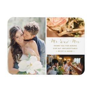 Magnet Flexible Collage de photos de remerciement de mariage de M.