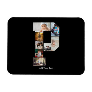 Magnet Flexible Collage de photos en lettre P noir et blanc