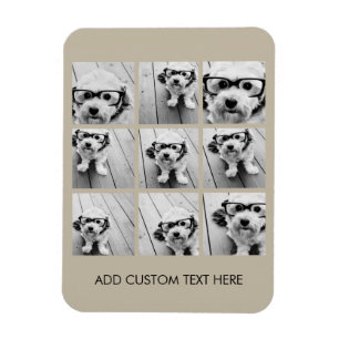 Magnet Flexible Collage photo avec 9 photos carrés - Taupe