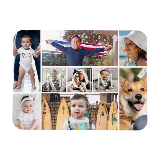 Magnet Flexible Collage photo de 9 photos pour maman (Horizontal)