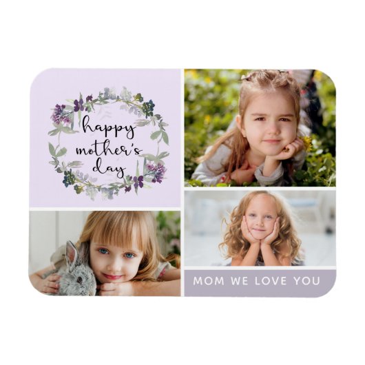 Magnet Flexible Collage photo de la Fête des mères florales (Horizontal)