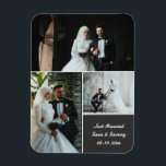 Magnet Flexible Collage photo de mariage élégant avec des noms per<br><div class="desc">Célébrez votre journée spéciale avec cet aimant photo mariage élégant et entièrement personnalisable. Doté d'une belle mise en page de collage de 3 photos et d'un texte modifiable pour les noms, la date du mariage et le message, cet aimant de keepsaké rend la faveur de mariage parfaite, un cadeau de...</div>