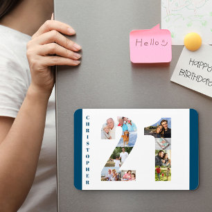 Magnet Flexible Collage photo en forme de 21 - 21e anniversaire