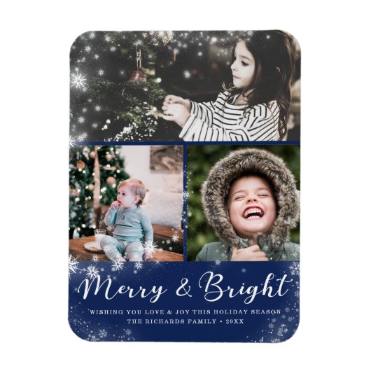 Magnet Flexible Collage photo Joyeux et brillant Script superposit (Vertical)