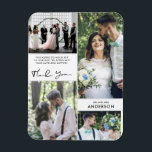 Magnet Flexible Collage photo mariage Merci<br><div class="desc">magnets de mariage Merci dans un design de quatre photo collage - Ajoutez votre message personnalisé,  votre nom de famille et vos photos préférées de quatre jours de mariage et courrier à la famille et aux amis. Un beau souvenir qu'ils aimeront !</div>