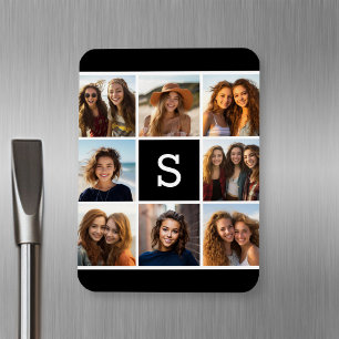 Magnet Flexible Collage photo noir et blanc Monogramme personnalis