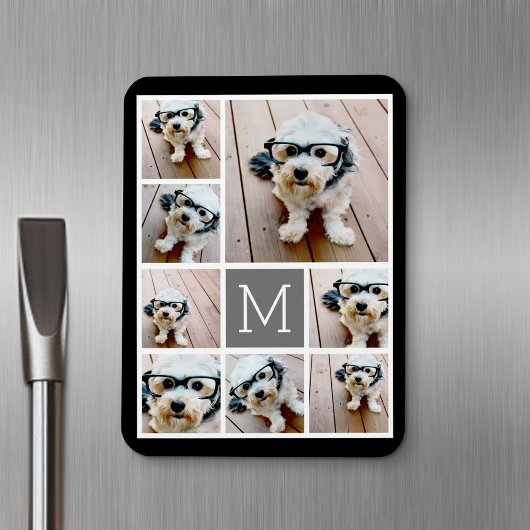 Magnet Flexible Collage photo noir et gris 8 - avec monogramme