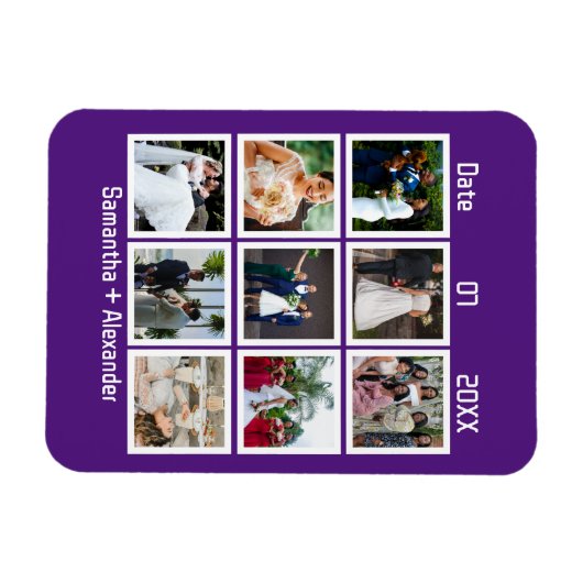 Magnet Flexible Collage photo personnalisé moderne pour anniversai (Horizontal)