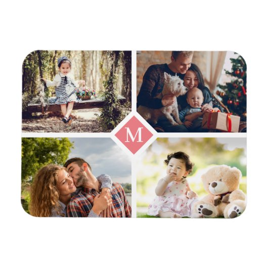 Magnet Flexible Collage photo simple 4 famille (Horizontal)