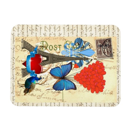 Magnet Flexible Collage romantique Paris (Horizontal)