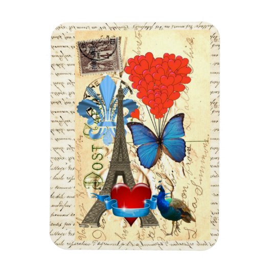 Magnet Flexible Collage romantique Paris (Vertical)