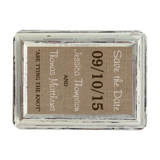 Magnet Flexible Collection de Mariages Rustic White Frame & Burlap (Horizontal)