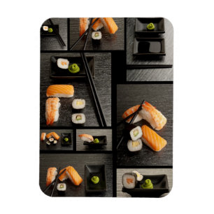 Magnet Flexible Collection de sushi sur l'arrière - plan noir