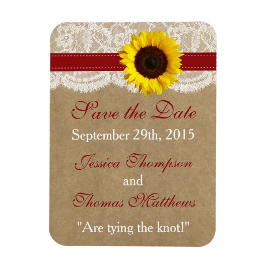 Magnet Flexible Collection Kraft, dentelle et tournesol - Rouge (Vertical)