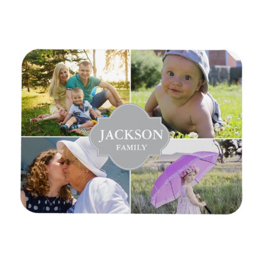 Magnet Flexible Coller des photos avec nom de famille multi images (Horizontal)