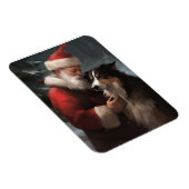 Magnet Flexible Collie frontalier avec Noël Festif du Père Noël (Côté Droit)