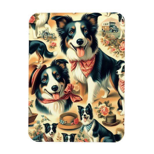 Magnet Flexible Collie frontière mignonne sans joint (Vertical)