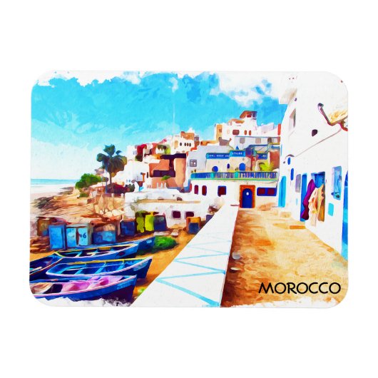 Magnet Flexible Coloré Maroc Voyage Aquarelle (Horizontal)