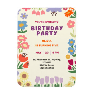 Magnet Flexible Colorée Pastel Floral Flower Cinq Anniversaire fil