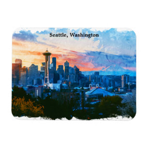 Magnet Flexible Colorée Seattle Washington Skyline