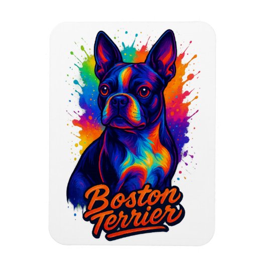 Magnet Flexible Colorful Boston Terrier Pop Art Portrait (Vertical)