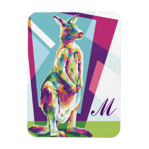Magnet Flexible Colorful Pop Art Kangaroo Monogramme