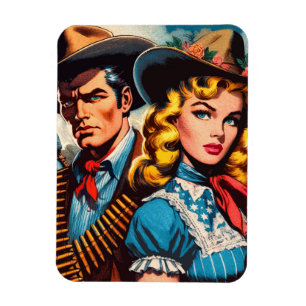 Magnet Flexible Comics rétro Wild West Couple