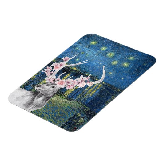 Magnet Flexible Compilation de Van Gogh Nuit étoilée et cerf fleur (Côté Gauche)