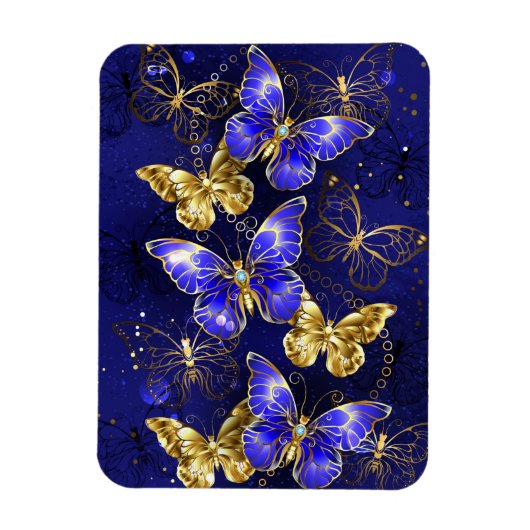 Magnet Flexible Composition avec papillons de saphir (Vertical)