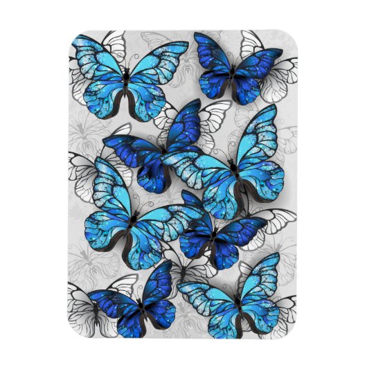 Magnet Flexible Composition de papillons blancs et bleus (Vertical)