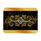 Magnet Flexible Conception de diamant orné or noir de luxe (Horizontal)