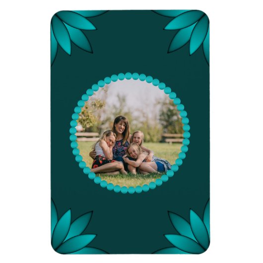 Magnet Flexible Conception de mandala à feuille de teal sur fond c (Vertical)