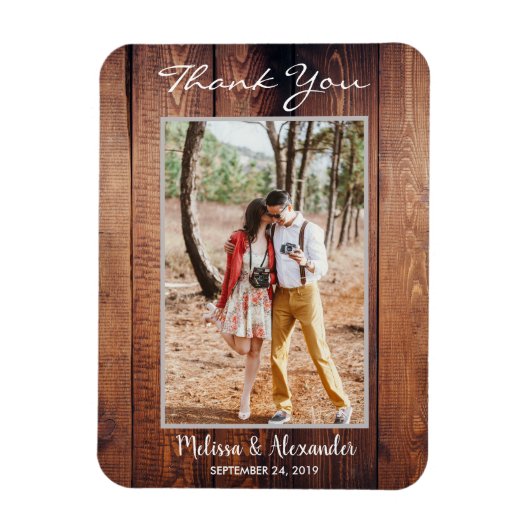 Magnet Flexible Concevez votre propre Mariage de Merci photo rusti (Vertical)