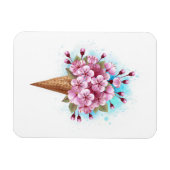 Magnet Flexible Cône rose Sakura crème glacée gaufre (Horizontal)
