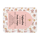 Magnet Flexible Confirmation pampas fleurs rose or invitation (Horizontal)