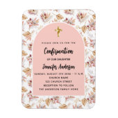 Magnet Flexible Confirmation pampas fleurs rose or invitation (Vertical)