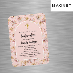 Magnet Flexible Confirmation pampas rose floral or invitation