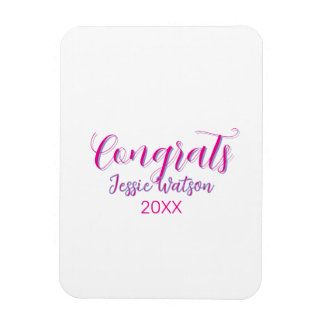Magnet Flexible Congrats graduate pink purple name year 20XX date 