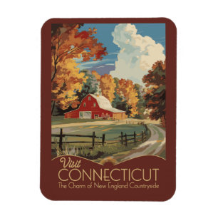 Magnet Flexible Connecticut Campagne Voyage Art Vintage