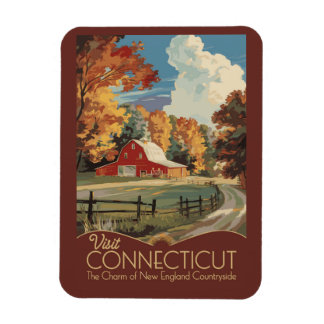 Magnet Flexible Connecticut Campagne Voyage Art Vintage