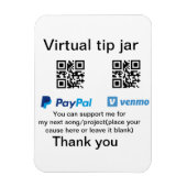 Magnet Flexible Conseil virtuel jar q r code argent don PayPal ven (Vertical)