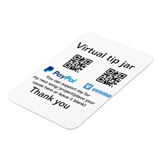 Magnet Flexible Conseil virtuel jar q r code argent don PayPal ven (Côté Gauche)