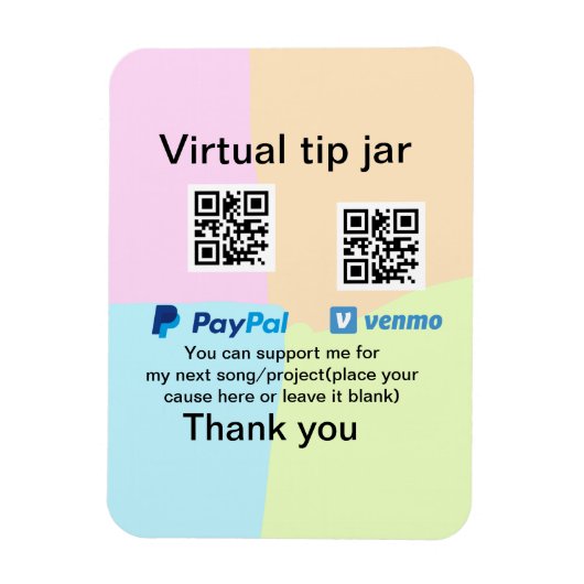 Magnet Flexible Conseil virtuel jar q r code argent don PayPal ven (Vertical)